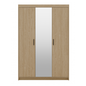 Szafa trzydrzwiowa z lustrem 133 cm uchylna TRINO dąb olejowany